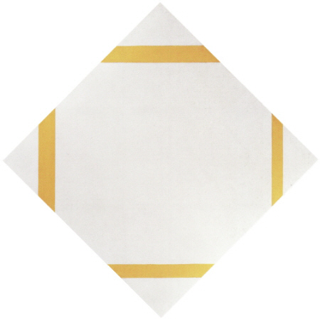 4本の黄色の線のある菱形のコンポジション